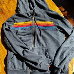 COPY - NWT Aviator Nation navy five stripe zipper hoodie, size Medium.